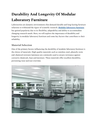Durability And Longevity Of Modular Laboratory Furniture