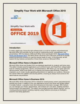 Simplify Your Work with Microsoft Office 2019