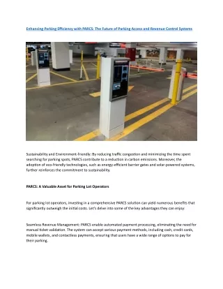 The Future of Parking Access and Revenue Control Systems complete document