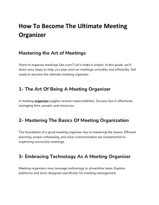 How To Become The Ultimate Meeting Organizer