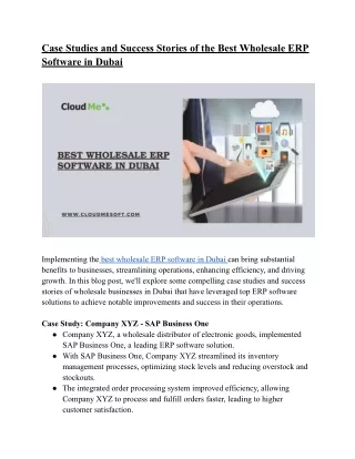 Case Studies and Success Stories of the Best Wholesale ERP Software in Dubai