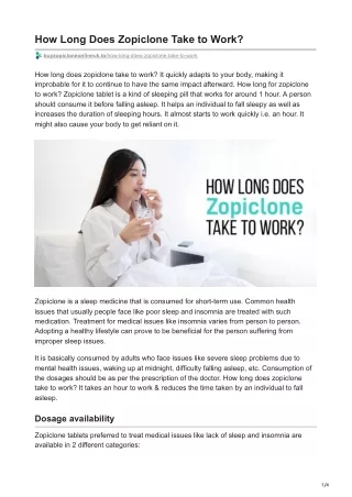 How Long Does Zopiclone Take to Work?