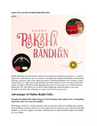 Express Your Love with Thoughtful Rakhi Gifts Online