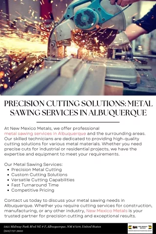 Precision Cutting Solutions: Metal Sawing Services in Albuquerque