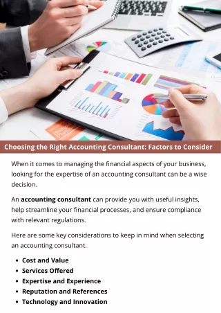 Choosing the Right Accounting Consultant: Factors to Consider