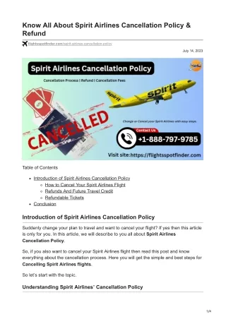 Know All About Spirit Airlines Cancellation Policy amp Refund