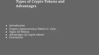 Types of Crypto Tokens and Advantages