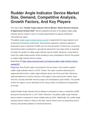 Rudder Angle Indicator Device Market