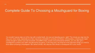 Complete Guide To Choosing a Mouthguard for Boxing