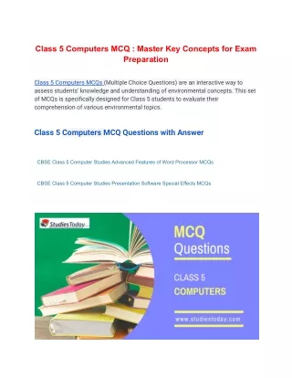 Class 5 Computers MCQ : Master Key Concepts for Exam Preparation