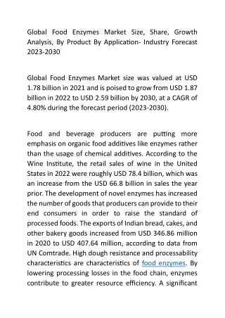 Global Food Enzymes Market Size