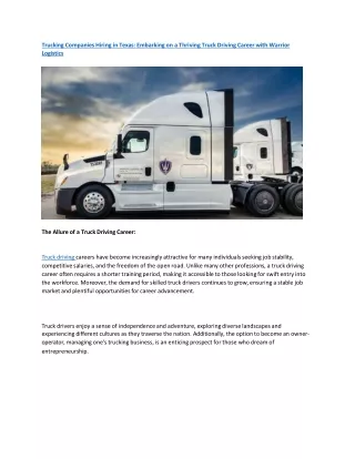 Trucking Companies Hiring in Texas complete document