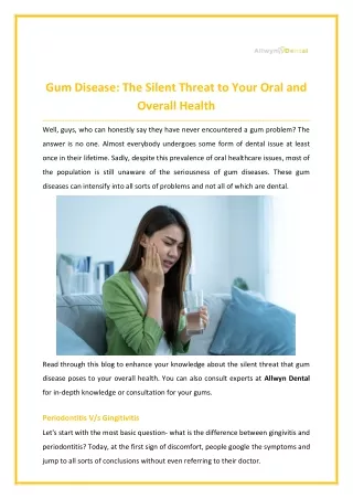 Gum Disease The Silent Threat to Your Oral and Overall Health