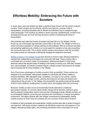 Effortless Mobility: Embracing the Future with Scooters