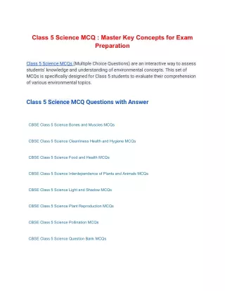 Class 5 Science MCQ : Master Key Concepts for Exam Preparation