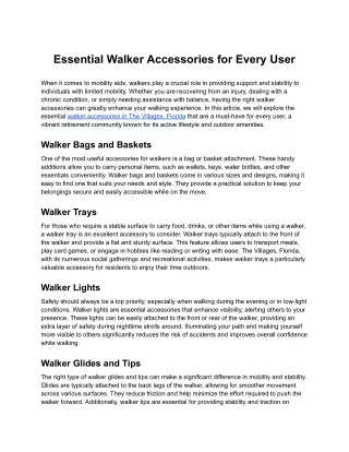 Essential Walker Accessories for Every User