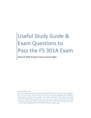 Useful Study Guide & Exam Questions to Pass the F5 301A Exam