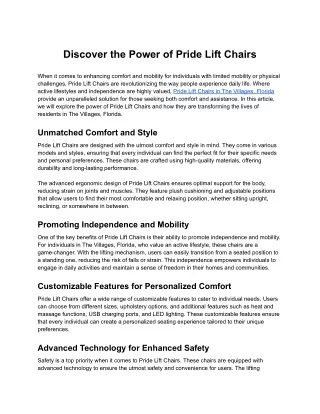 Discover the Power of Pride Lift Chairs