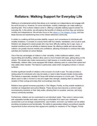 Rollators: Walking Support for Everyday Life