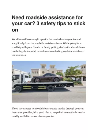 Need roadside assistance for your car 3 safety tips to stick on