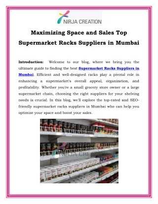 Maximizing Space and Sales Top Supermarket Racks Suppliers in Mumbai