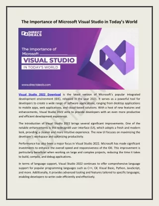 The Importance of Microsoft Visual Studio in Today’s World