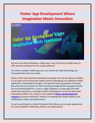Flutter App Development Where Imagination Meets Innovation