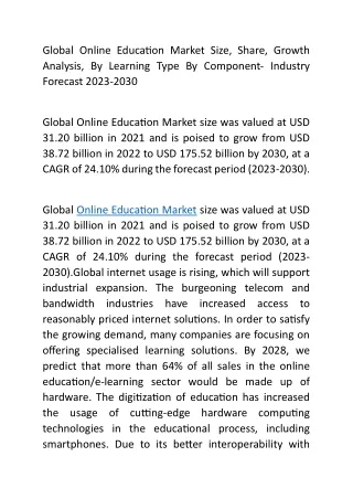 Global Online Education Market Size