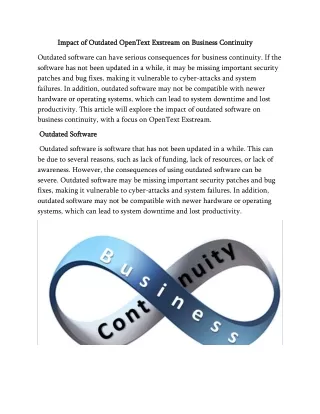 Impact of Outdated OpenText Exstream on Business Continuity