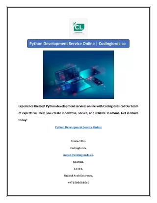 Python Development Service Online | Codinglords.co