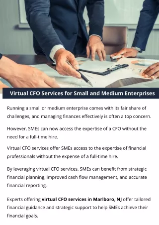 Virtual CFO Services for Small and Medium Enterprises