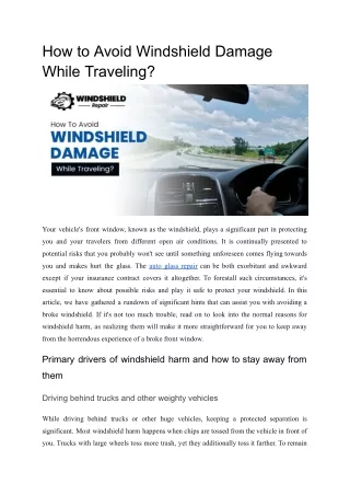 How to Avoid Windshield Damage While Traveling