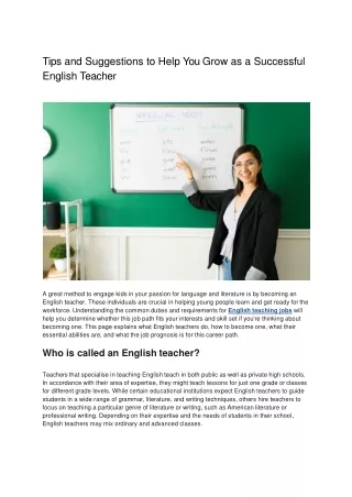 English Teacher Jobs- Tips & Tricks To Grow As A Successful English Teacher