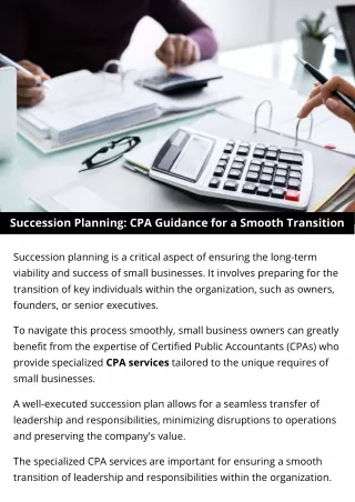 Succession Planning: CPA Guidance for a Smooth Transition