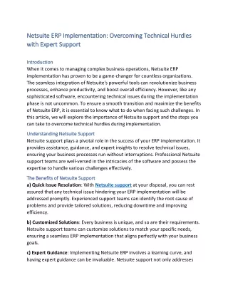 Netsuite ERP Implementation Overcoming Technical Hurdles with Expert Support
