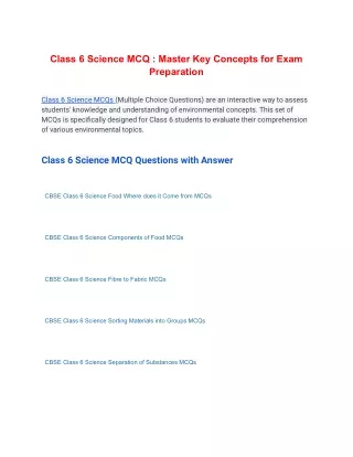 Class 6 Science MCQ : Master Key Concepts for Exam Preparation