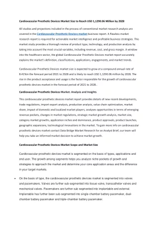 Cardiovascular Prosthetic Devices Market Size to Reach USD 1,1290.06 Million by 2028