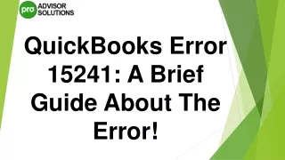 A Quick Way To Fix QuickBooks Error 15241