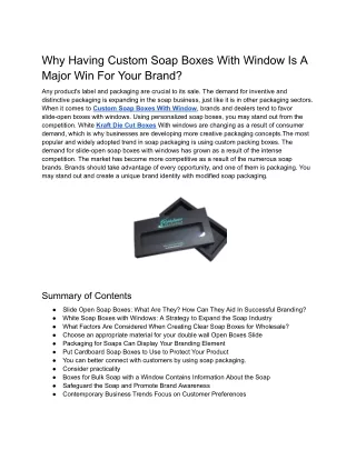 Why Having Custom Soap Boxes With Window Is A Major Win For Your Brand