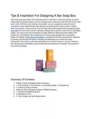 Tips & Inspiration For Designing A Bar Soap Box