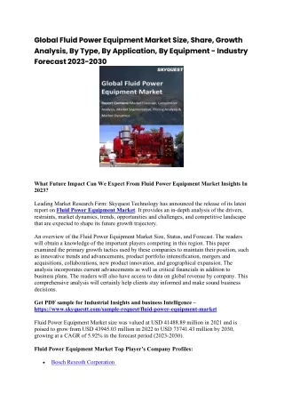 Global Fluid Power Equipment Market