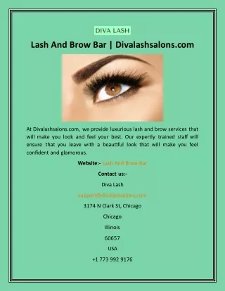 Lash And Brow Bar  Divalashsalons