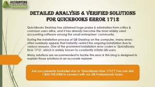 Effective Solutions to Fix QuickBooks Error 1712