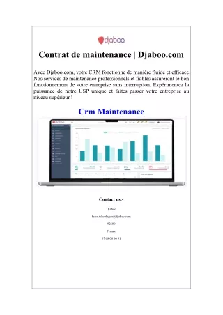 Contrat de maintenance  Djaboo.com