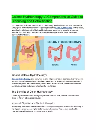 Colonic Hydrotherapy_ A Comprehensive Guide to Cleansing and Detoxification