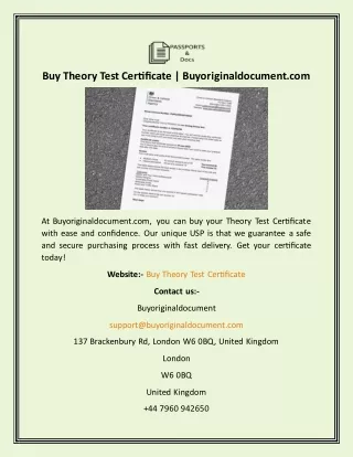 Buy Theory Test Certificate  Buyoriginaldocument