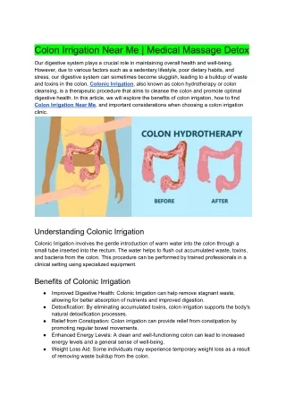 Colon Irrigation Near Me _ Medical Massage Detox