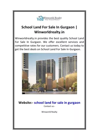 School Land For Sale In Gurgaon Winworldrealty.in