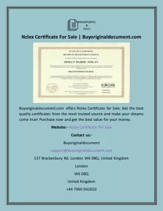 Nclex Certificate For Sale  Buyoriginaldocument