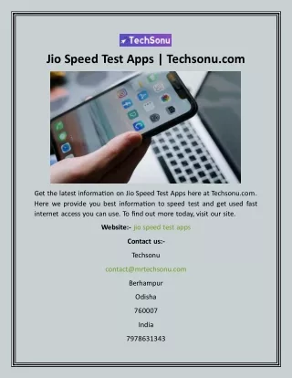 Jio Speed Test Apps  Techsonu